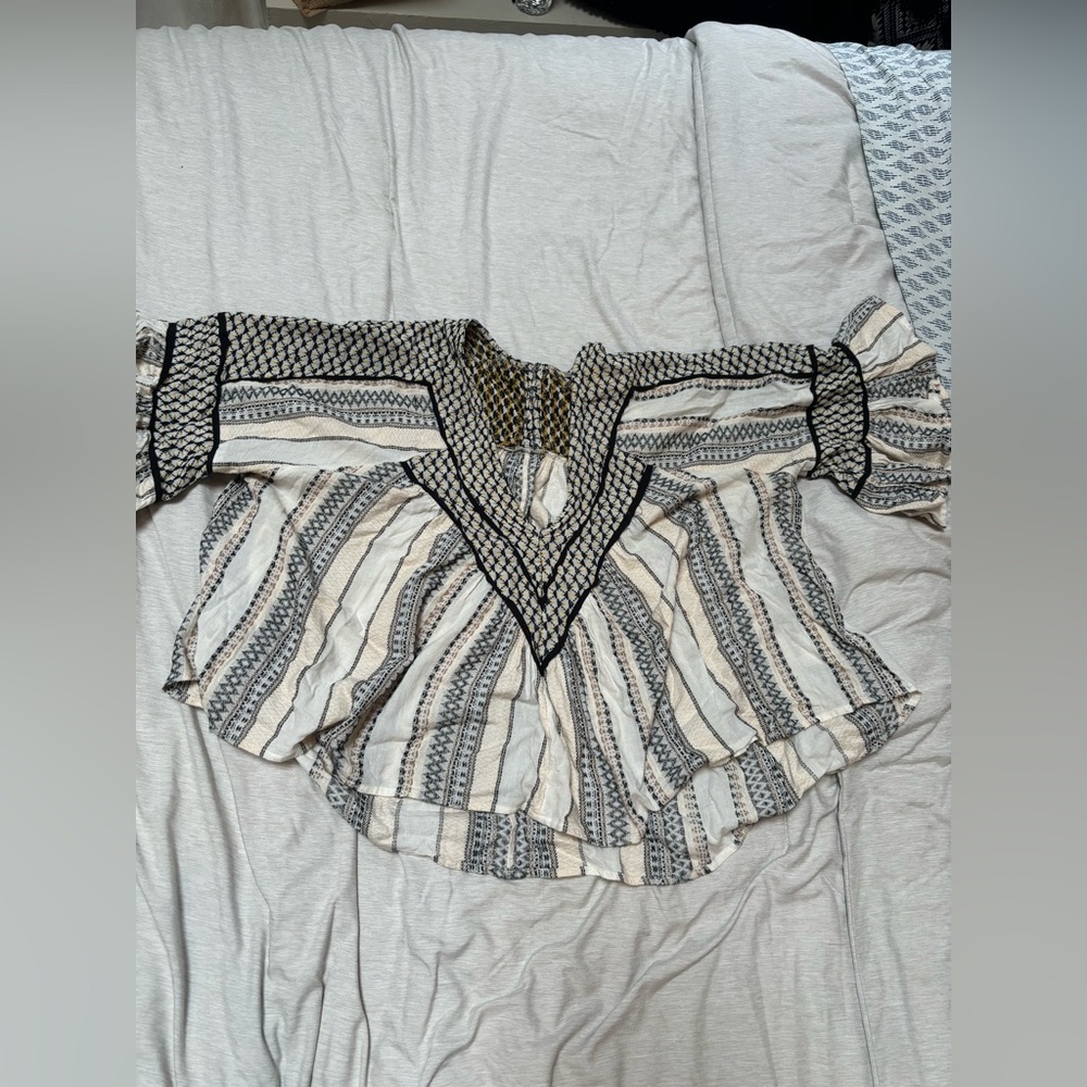 Free People Embroidered High-low Top